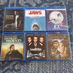 6 Classics Favorites Bluray Gran Torino Jaws ET Dances W/Wolves Shawshank Goodfe